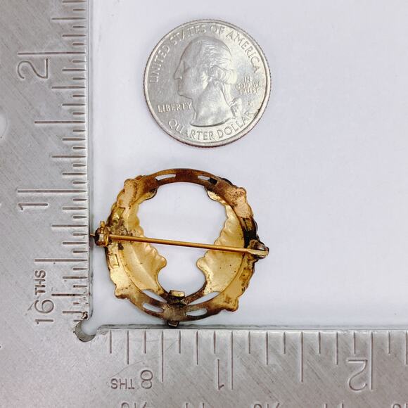 Antique 1910s 1920s Art Deco Rolled Gold Seed Pearl Laurel Wreath Brooch Pin VTG - Picture 10 of 11